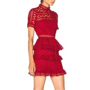 Self-Portrait Red Star Lace Mini Dress
